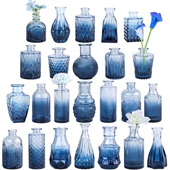 24 Mini Vintage Glass Flower Vases: Perfect for Home Decor, Centerpieces, Weddings