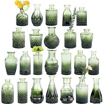 24 Mini Vintage Glass Flower Vases: Perfect for Home Decor, Centerpieces, Weddings