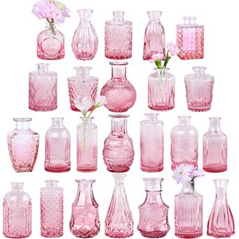 24 Mini Vintage Glass Flower Vases: Perfect for Home Decor, Centerpieces, Weddings