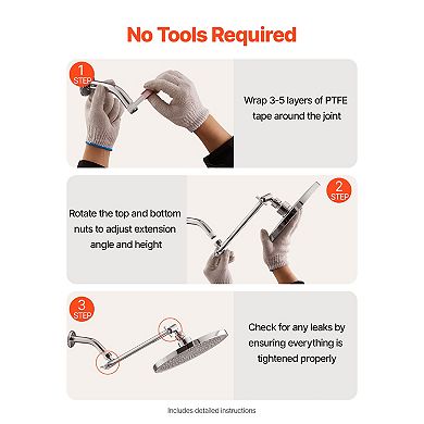 Flashbin Chrome 11-in. Universal Adjustable Shower Head Extension Arm