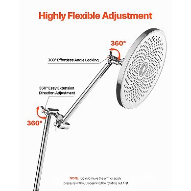 Flashbin Chrome 11-in. Universal Adjustable Shower Head Extension Arm