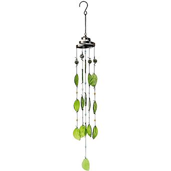 Handmade 32" Glass Leaves Wind Chime: Perfect for Garden, Patio, Backyard, or Home Decor