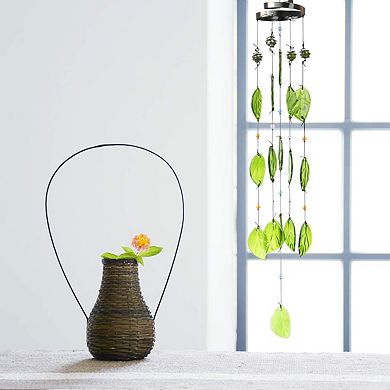 Handmade 32" Glass Leaves Wind Chime: Perfect for Garden, Patio, Backyard, or Home Decor