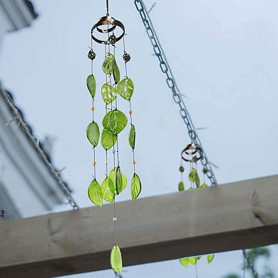 Handmade 32" Glass Leaves Wind Chime: Perfect for Garden, Patio, Backyard, or Home Decor