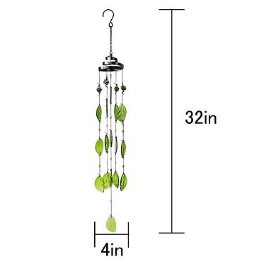 Handmade 32" Glass Leaves Wind Chime: Perfect for Garden, Patio, Backyard, or Home Decor