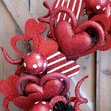 Red Glitter Heart Wreath for Valentine's Day: Perfect for Front Doors, Weddings, and Home Decor