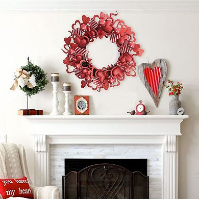 Red Glitter Heart Wreath for Valentine's Day: Perfect for Front Doors, Weddings, and Home Decor