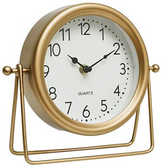 Vintage Golden Table Clock: Elegant Minimalist Design for Home Decor
