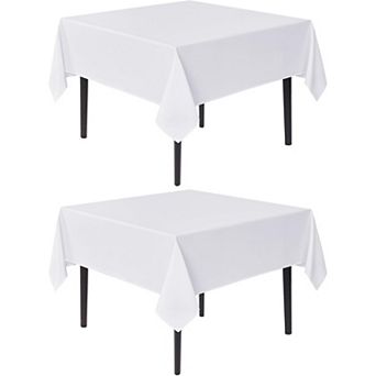 White Square Tablecloths 54x54 Inch, 2 Pack - Fabric Table Cloth for Square or Round Tables
