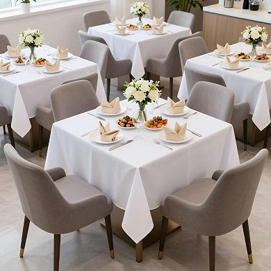 White Square Tablecloths 54x54 Inch, 2 Pack - Fabric Table Cloth for Square or Round Tables