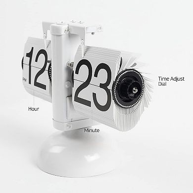 Retro Flip Desk Clock: Large Numbers, AM/PM Indicator, Classic Design, Home/Office Decor