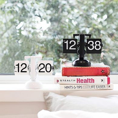 Retro Flip Desk Clock: Large Numbers, AM/PM Indicator, Classic Design, Home/Office Decor