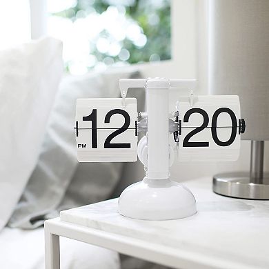 Retro Flip Desk Clock: Large Numbers, AM/PM Indicator, Classic Design, Home/Office Decor