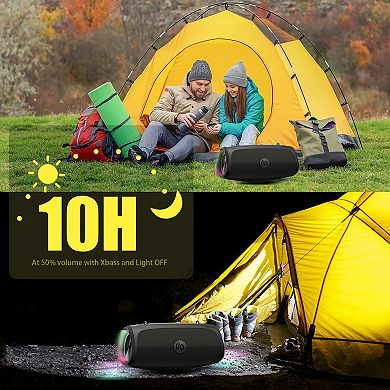 Portable Bluetooth Speaker with TWS, Powerbank, USB Charge Out, 10h Playtime, Dustproof&Waterproof