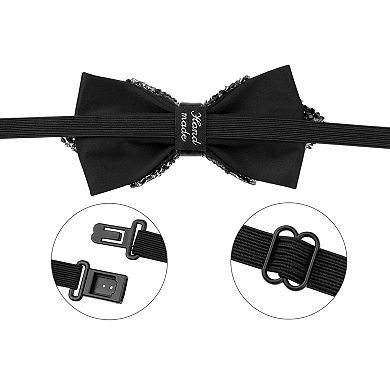 Men's Rhinestone Pre-tied Adjustable Bow Ties Sparkle Sequin Bow Tie for Wedding Party