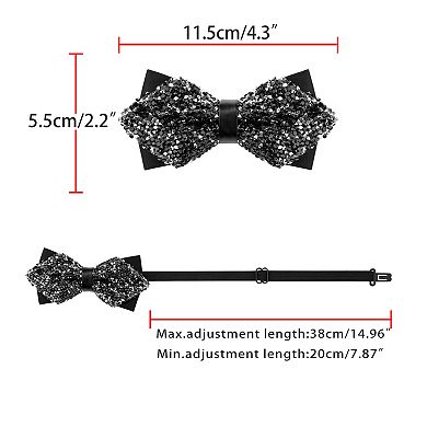Men's Rhinestone Pre-tied Adjustable Bow Ties Sparkle Sequin Bow Tie for Wedding Party