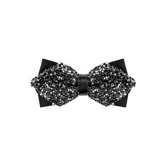 Men's Rhinestone Pre-tied Adjustable Bow Ties Sparkle Sequin Bow Tie for Wedding Party