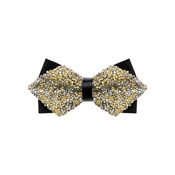 Men's Rhinestone Pre-tied Adjustable Bow Ties Sparkle Sequin Bow Tie for Wedding Party