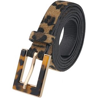 Women's Leopard Printed Belts Faux Leather Fur Waistband for Jeans Pants