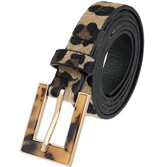 Women's Leopard Printed Belts Faux Leather Fur Waistband for Jeans Pants
