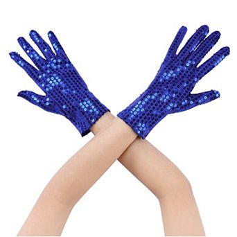Women's Sequin Wrist Gloves Female Full Finger Dance Sleeves for Party Banquet Costume Prom Dress