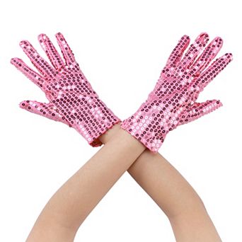 Women's Sequin Wrist Gloves Female Full Finger Dance Sleeves for Party Banquet Costume Prom Dress
