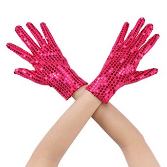 Women's Sequin Wrist Gloves Female Full Finger Dance Sleeves for Party Banquet Costume Prom Dress