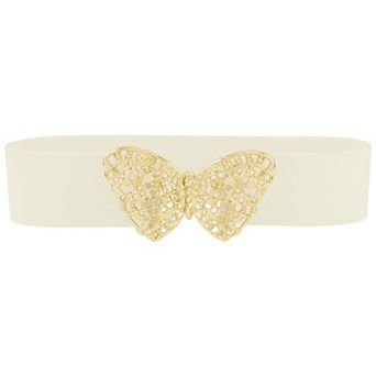 Women's Golden Butterfly Stretchy Belts, Vintage Elegant Elastic Waistband for Dress Coat
