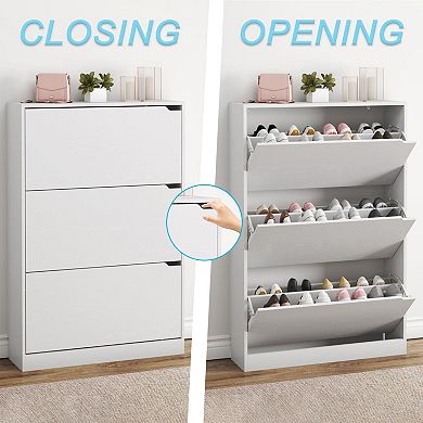 3-Drawer Shoe Cabinet: Space-saving, Adjustable, Easy Clean