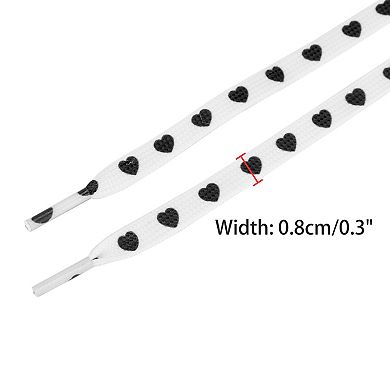 Women's Heart Printed Colored Shoelaces Flat Strings for Sneakers 47.2"