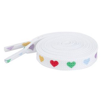 Women's Heart Printed Colored Shoelaces Flat Strings for Sneakers 47.2"