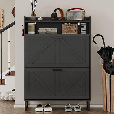 Narrow Flip Drawer Shoe Cabinet for Entryway