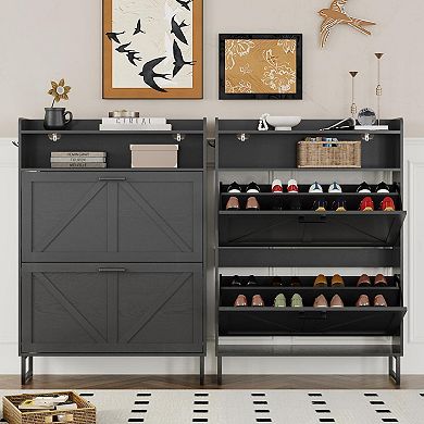 Narrow Flip Drawer Shoe Cabinet for Entryway
