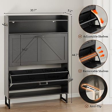Narrow Flip Drawer Shoe Cabinet for Entryway