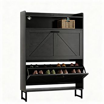 Narrow Flip Drawer Shoe Cabinet for Entryway