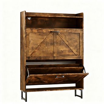 Narrow Flip Drawer Shoe Cabinet for Entryway