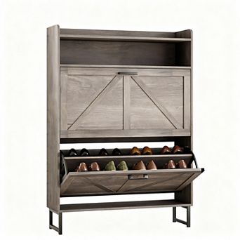 Narrow Flip Drawer Shoe Cabinet for Entryway