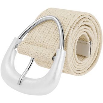 Women's Woven Wide Stretch Belts Straw Rattan Triangle Buckle Elastic Belt Waistband for Dress