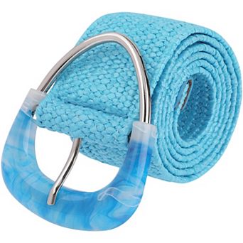 Women's Woven Wide Stretch Belts Straw Rattan Triangle Buckle Elastic Belt Waistband for Dress