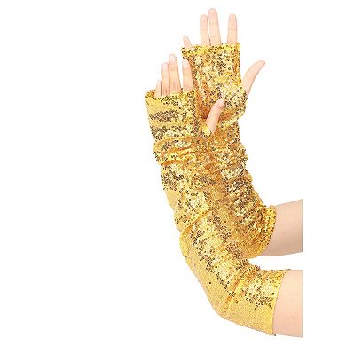 Women's Sequin Sparkly Arm Warmers Extra Long Gloves Arm Sleeve for Party