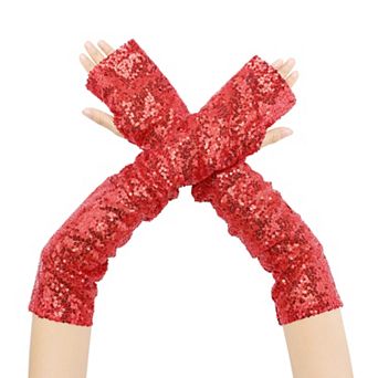 Women's Sequin Sparkly Arm Warmers Extra Long Gloves Arm Sleeve for Party