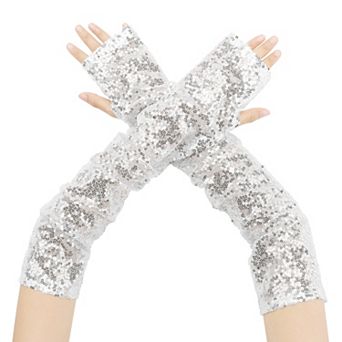 Women's Sequin Sparkly Arm Warmers Extra Long Gloves Arm Sleeve for Party