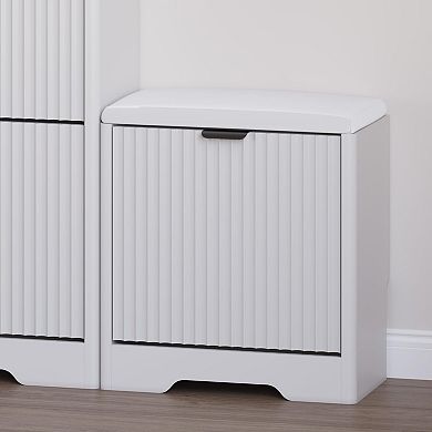 Slim Shoe Cabinet with Bench: Modern Design, Adjustable Shelves, 24-28 Pairs Capacity