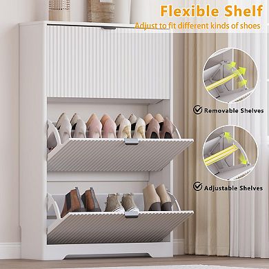 3-Drawer Flip Shoe Cabinet: Space-Saving, Stylish, and Adjustable