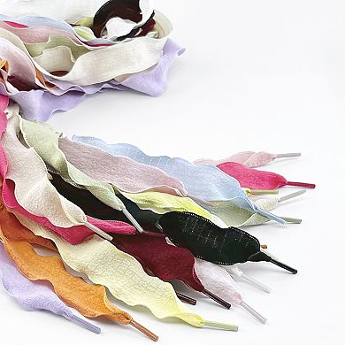Women's 2 Pairs Rolled Ruffled Shoe Laces Pleated Shoestring 47.2"