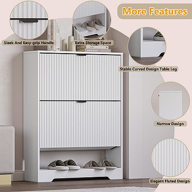 Modern Flip-Drawer Shoe Cabinet with Adjustable Shelves for Entryways