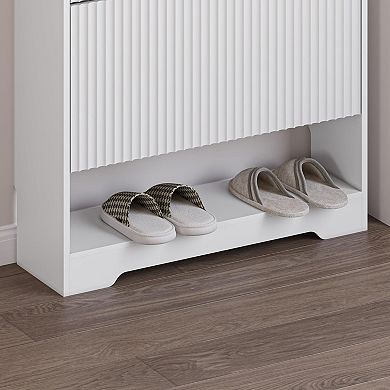 Modern Flip-Drawer Shoe Cabinet with Adjustable Shelves for Entryways