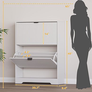 Modern Flip-Drawer Shoe Cabinet with Adjustable Shelves for Entryways