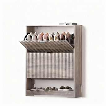 Modern Flip-Drawer Shoe Cabinet with Adjustable Shelves for Entryways