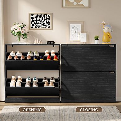 2-Drawer Flip Shoe Cabinet for Entryway: Slim, Space-Saving, Adjustable Storage